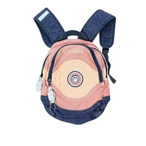 Life Is Good Mini Backpack Pink & Navy Smiley Logo